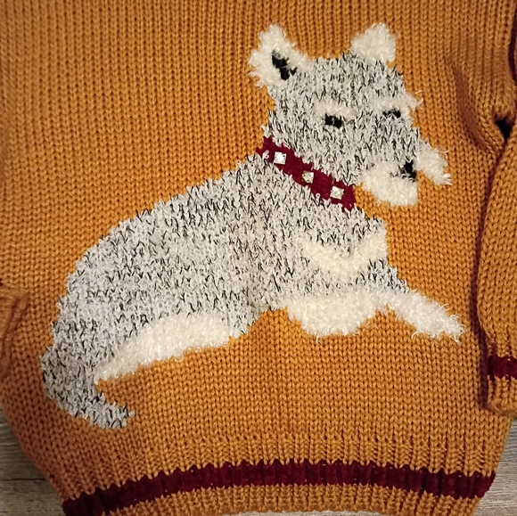 90s Vintage Evian II Schnauzer Dog Hand Knit Sweater Size Medium New Old Stock - Picture 2 of 5